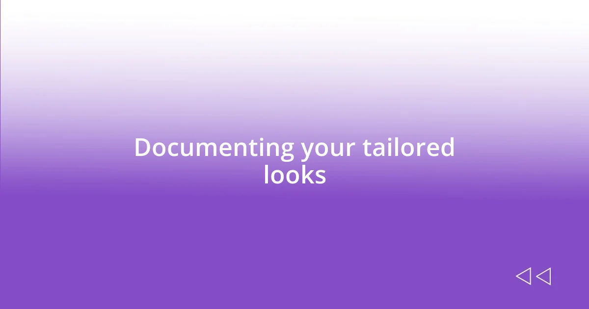 Documenting your tailored looks