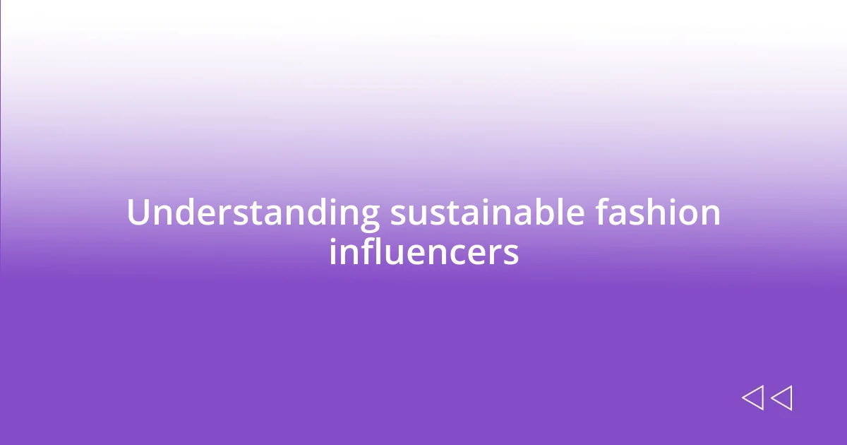 Understanding sustainable fashion influencers